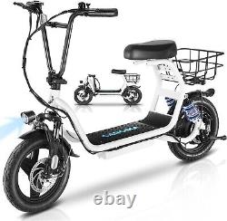 Electric Scooter for Adults Foldable Scooter with Seat & Carry Basket E Mopeds
