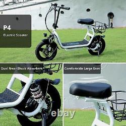 Electric Scooter for Adults Foldable Scooter with Seat & Carry Basket E Mopeds