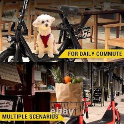 Electric Scooter for Adults Foldable Scooter with Seat & Carry Basket E Mopeds