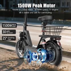 Electric Scooter for Adults&Teens with Seat, 1500 Motor, 45 Miles Range, Folding