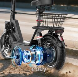 Electric Scooter with Seat 1500W 25MPH 45 Miles Range14 Tire with Basket US
