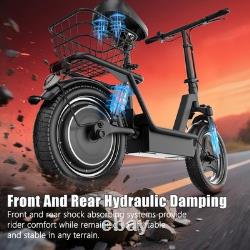 Electric Scooter with Seat 1500W 25MPH 45 Miles Range14 Tire with Basket US