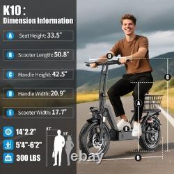 Electric Scooter with Seat 1500W 25MPH 45 Miles Range14 Tire with Basket US