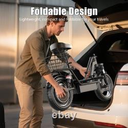 Electric Scooter with Seat 1500W 25MPH 45 Miles Range14 Tire with Basket US