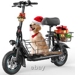 Electric Scooter with Seat, 550W Motor, 18.6Mph Top Speed, 20 Miles Range, Adults E