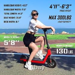 Electric Scooter with Seat 8.1'' Wide Deck 350W 48V 12Ah for Adult and Teens