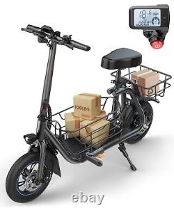 Electric Scooter with Seat&Basket for Adults Carry Cargo&Pet 20-Mile Range 550W US