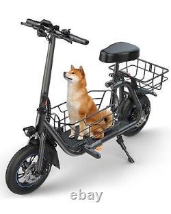 Electric Scooter with Seat&Basket for Adults Carry Cargo&Pet 20-Mile Range 550W US