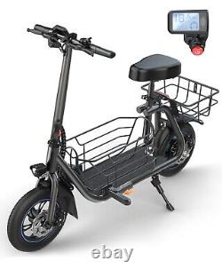 Electric Scooter with Seat&Basket for Adults Carry Cargo&Pet 20-Mile Range 550W US