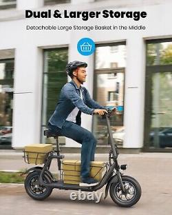 Electric Scooter with Seat&Basket for Adults Carry Cargo&Pet 20-Mile Range 550W US