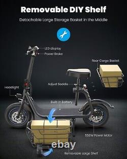 Electric Scooter with Seat&Basket for Adults Carry Cargo&Pet 20-Mile Range 550W US