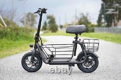 Electric Scooter with Seat&Basket for Adults Carry Cargo&Pet 20-Mile Range 550W US