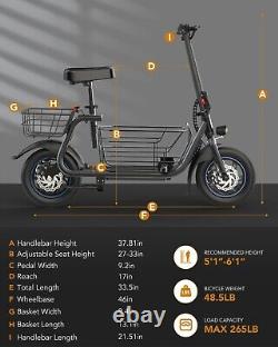 Electric Scooter with Seat&Basket for Adults Carry Cargo&Pet 20-Mile Range 550W US