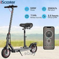 Foldable 500W Electric Scooter With Seat Long Range 30Km Adults Urban Commuter