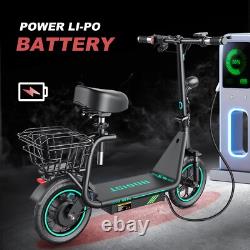 Foldable E Scooter Electric Scooter with Seat Adult Commuter Scooter 27mph 500W