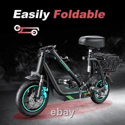 Foldable E Scooter Electric Scooter with Seat Adult Commuter Scooter 27mph 500W