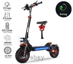 Foldable Electric Scooter 1200W 48V 18Ah 30MPH 11 Off Road Medida 116x25x42