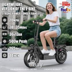 Foldable Electric Scooter Adults with Seat & Basket Dual Suspension 14 48V