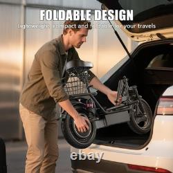 Foldable Electric Scooter Adults with Seat & Basket Dual Suspension 14 48V