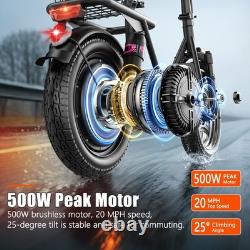 Foldable Electric Scooter Adults with Seat & Basket Dual Suspension 14 48V