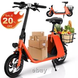Foldable Electric Scooter for Adults with Seat & Carry Basket 680W 36V 25Miles Foldable Electric Scooter for Adults with Seat & Carry Basket 680W 36V 25Miles