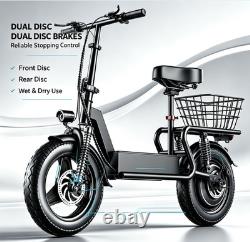 Foldable Electric Scooter with Seat & Basket, 32miles Max Range Full Suspension