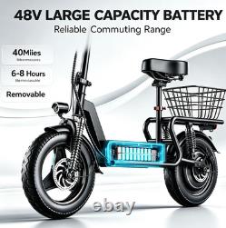 Foldable Electric Scooter with Seat & Basket, 32miles Max Range Full Suspension