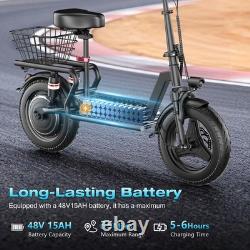 Foldable Electric Scooter with Seat & Basket, 32miles Max Range Full Suspension