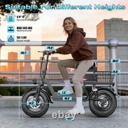 Foldable Electric Scooter with Seat & Basket, 32miles Max Range Full Suspension