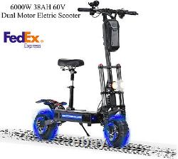 Folding Dual Motor 6000W Adult commute Electric Scooter 11 OFF-Road Tire USA