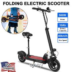Folding Electric Scooter Long Range Adults E-Scooter with Seat Safe Urban Commuter
