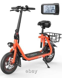 Gyroor Electric Scooter Seat Basket 450W 15.5Mph 20 Miles Range Folding, Orange