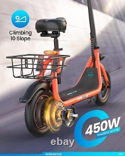 Gyroor Electric Scooter Seat Basket 450W 15.5Mph 20 Miles Range Folding, Orange