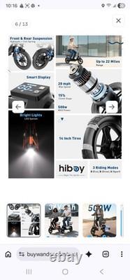 Hiboy Q2 500W Seated Electric Scooter Smart Display Suspension LED Basket