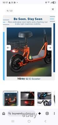 Hiboy Q2 500W Seated Electric Scooter Smart Display Suspension LED Basket