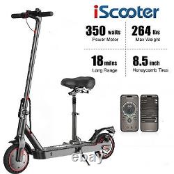 IScooter 350W Electric Scooter Adults Long Range 8.5'' Folding E-Scooter With Seat