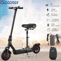 IScooter 500W Electric Scooter 10'' Solid Tire 22mph Max Speed Long Range+Seat