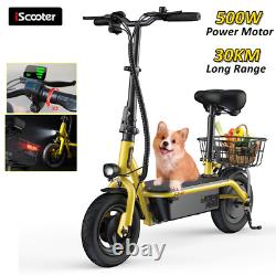 IScooter Electric Scooter With Seat & Basket 500W Motor Adult Commuting E-Scooter