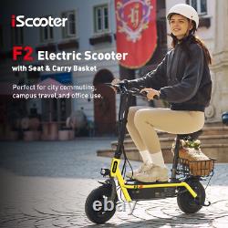 IScooter Electric Scooter With Seat Basket Adult 500W Motor E-Scooter Soft Tires
