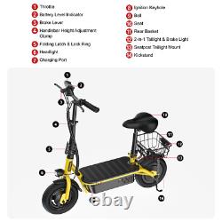 IScooter Electric Scooter With Seat Basket Adult 500W Motor E-Scooter Soft Tires