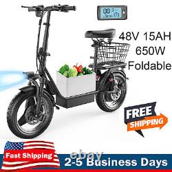 K10 Adult Electric Scooter 650W Peak Motor 48V 15AH 25MPH 30Miles Range with Seat