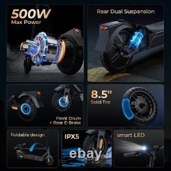 KOWOEE Adult Electric Scooter 500W Motor 8.5Solid Tires 20Mph 20 Miles Range