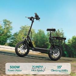LADPED LPBS 500W 14inch Commuter Electric Scooter with Seat &Carry Basket 10.4AH