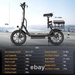 LADPED LPBS Foldable Electric Scooter Adult withSeat & Basket 500W 14inch 28 Miles