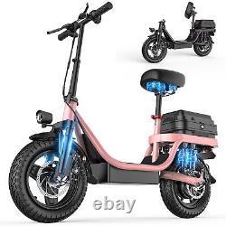 New Adult Electric Scooter 650W with Seat 14 Tire 48V 15AH 20MPH 30Miles Range