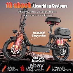 New Adult Electric Scooter 650W with Seat 14 Tire 48V 15AH 20MPH 30Miles Range