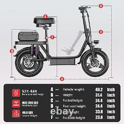New Adult Electric Scooter 650W with Seat 14 Tire 48V 15AH 20MPH 30Miles Range