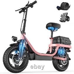 New Adult Electric Scooter 650W with Seat 14 Tire 48V 15AH 20MPH 30Miles Range