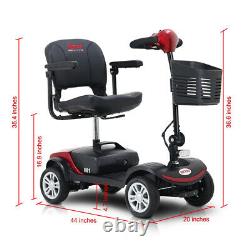 New Folding Electric Powered Mobility Scooter 4 Wheel Travel Elderly Scooter Red