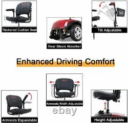 New Folding Electric Powered Mobility Scooter 4 Wheel Travel Elderly Scooter Red
